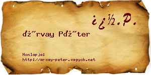 Árvay Péter névjegykártya