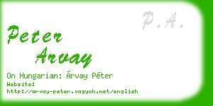 peter arvay business card