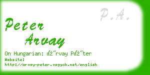 peter arvay business card